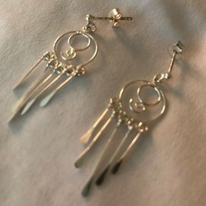 Silver dream-catcher dangle earrings